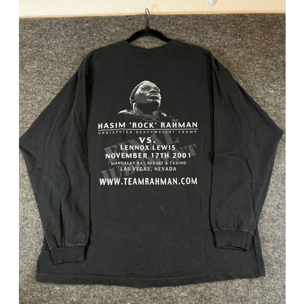VTG Hasim Rock Rahman Vs Lennox Lewis Boxing Shirt Mens XL Black Long Sleeve USA